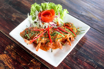 Asain food shripm with red curry