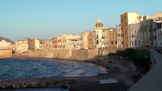 Old stone promenade "Bastione Conca" of Trapani city