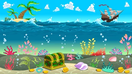 Tuinposter Funny scene under the sea. © ddraw