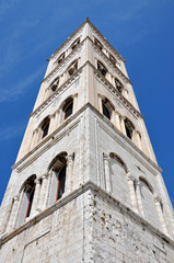 Fototapeta na wymiar Bell tower of the Anastasia cathedral in Zadar, Croatia