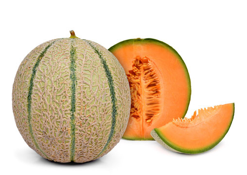 orange cantaloupe melon isolated on white background