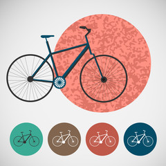 Vector set of bicycle on colored backgrounds