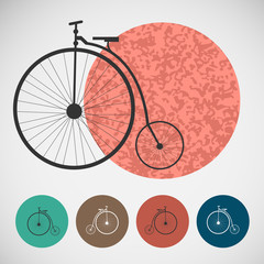 Vector set of bicycle on colored backgrounds