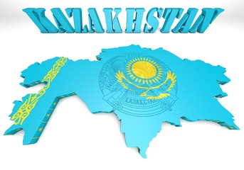 map illustration of Kazakhstan with flag