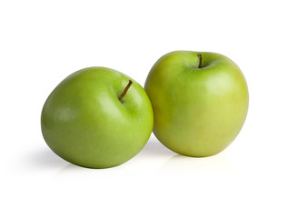 Green apples isolated on white background