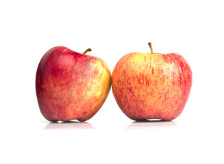 Two red apples isolated on white background