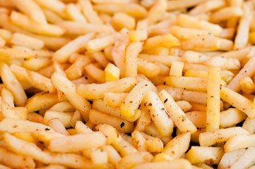French fries background, close-up shot