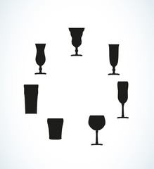 silhouettes of glasses for water or alcohol