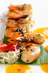 Thai fine dining/ Fresh cilantro marinated “Black Tiger” shrimps