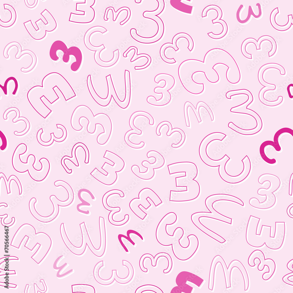 Poster seamless pattern with number three
