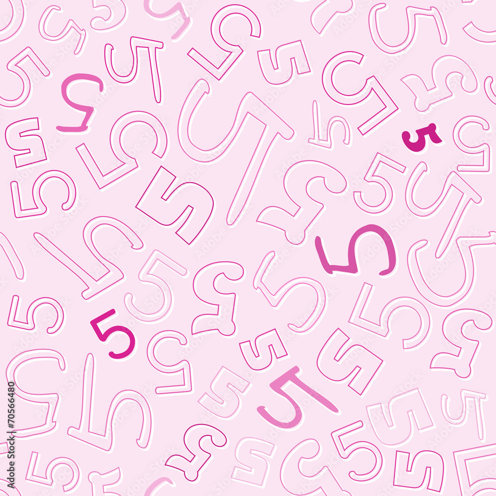 Poster seamless pattern with number five