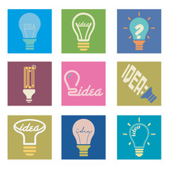 bulb idea icons set, vector illustration