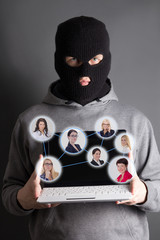 internet security concept - hacker stealing data from internet