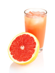 Naklejka na ściany i meble Studio shot sliced grapefruit with juice isolated white