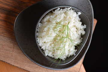 A bowl of perfectly cooked, plain Basmati rice