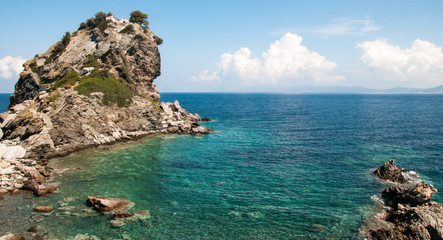 Fototapeta premium Greek church on rock