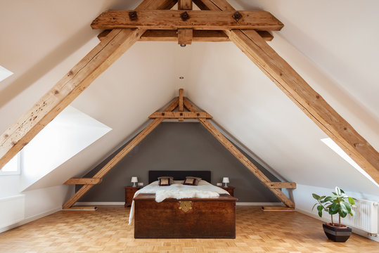 schlafzimmer im offenen dachgeschoss