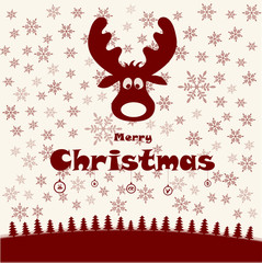 christmas illustration with funny deer