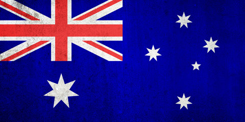 National flag of Australia. Grungy effect.