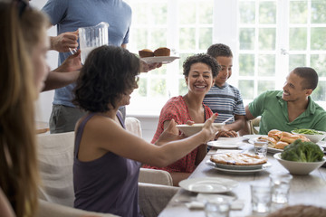 Family having meal together