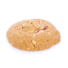 Oatmeal cookies with raisin on a white background