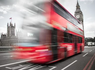 Rolgordijnen Rode bus over Westminster Bridge © Farnaces