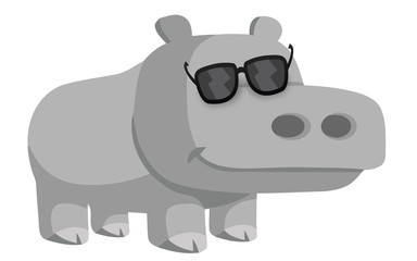 hippo cartoon wearing glasses