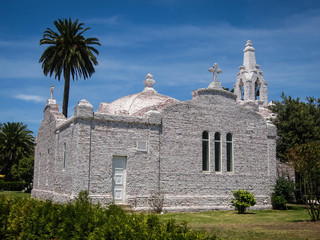Church made ​​of seashells in La Toja, Galicia, Spain