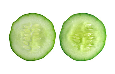 Cucumber slice isolated on white