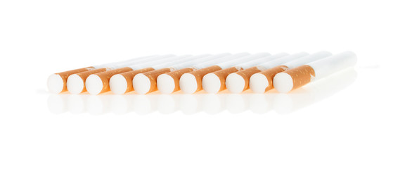 Cigarettes lying in a row