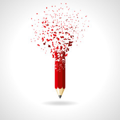 red pencil on a white background. idea