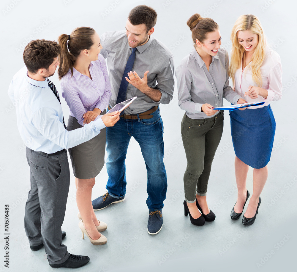 Poster young business people, high angle view