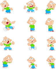 cartoon boy in different positions