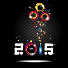 New year 2015 in black background Abstract poster