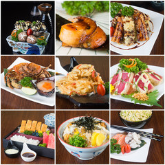 japanese food collage on the background