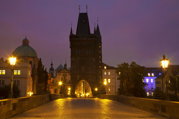 Fototapeta na wymiar Charles bridge at night. Prague