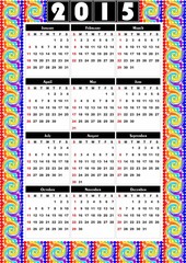 2015 year-round calendar with folklore patterns