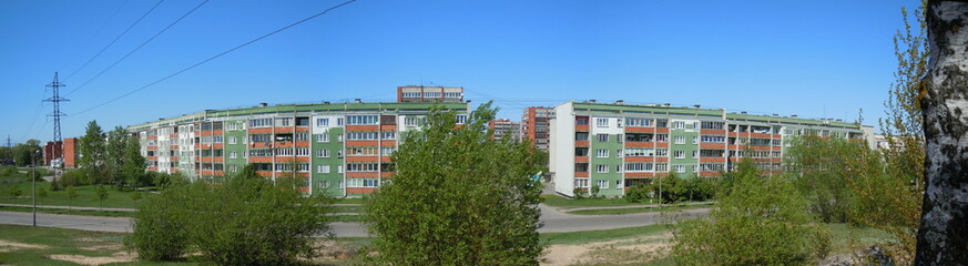 Panoramic view of multistage dwelling houses