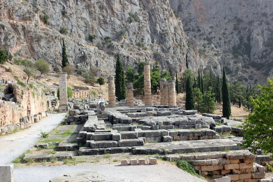 The Ancient Temple of Apollo at Delphi in greece	