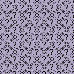Purple and Black Question Mark Symbol Pattern Repeat Background