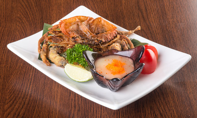 japanese cuisine. crab on the background