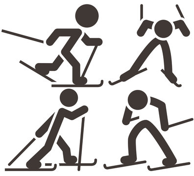 Cross-country skiing icons  set