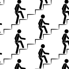 person climbs up the stairs seamless pattern