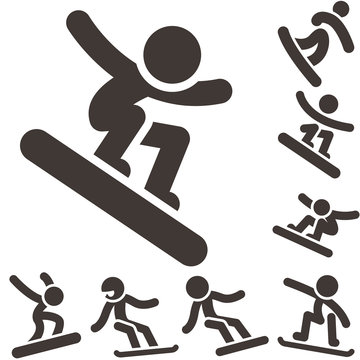 Winter sport icons - snowboard