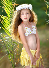 portrait of little girl in tropical style © zagorodnaya