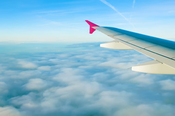Fototapeta na wymiar Blue sky with clouds from plane