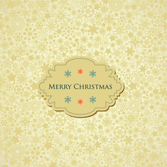 Christmas background, snowflakes pattern and label with text
