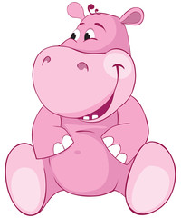 Obraz na płótnie Canvas Pink hippopotamus - first teeth