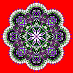 Circle lace ornament, round ornamental geometric doily pattern