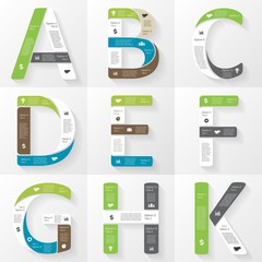 Vector font infographic, diagram with letters © theseamuss